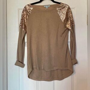 She & Sky sequened shoulder sweater. NWT.